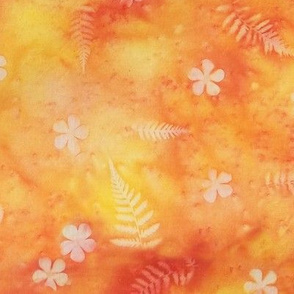 Orange Fern and Flower Sunprint Allover