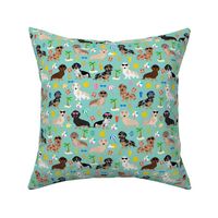 dachshund summer beach fabric - doxie design summer beach day - lite