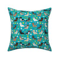 dachshund summer beach fabric - doxie design summer beach day - peacock