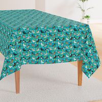 dachshund summer beach fabric - doxie design summer beach day - peacock