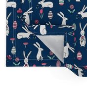 easter bunnies // navy blue bunny easter egg spring florals spring