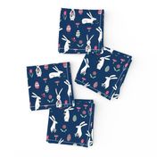 easter bunnies // navy blue bunny easter egg spring florals spring