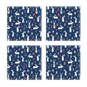 easter bunnies // navy blue bunny easter egg spring florals spring