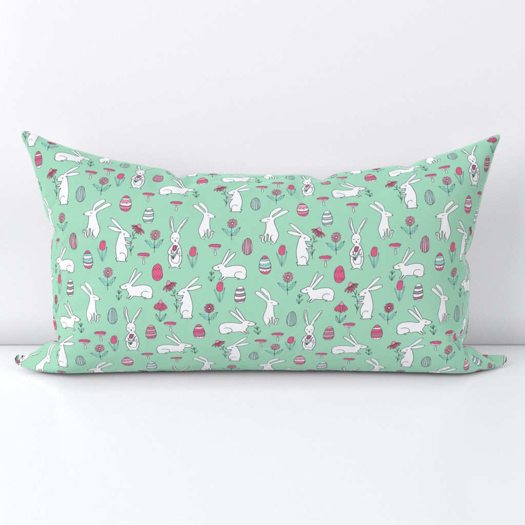 easter bunnies // mint green bunny easter egg spring florals spring