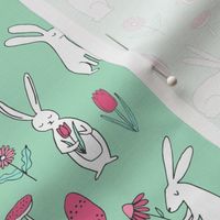 easter bunnies // mint green bunny easter egg spring florals spring