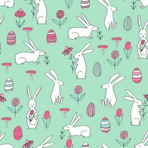 easter bunnies // mint green bunny easter egg spring florals spring