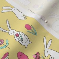 easter bunnies // yellow pastel bunny easter egg spring florals spring