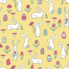 easter bunnies // yellow pastel bunny easter egg spring florals spring