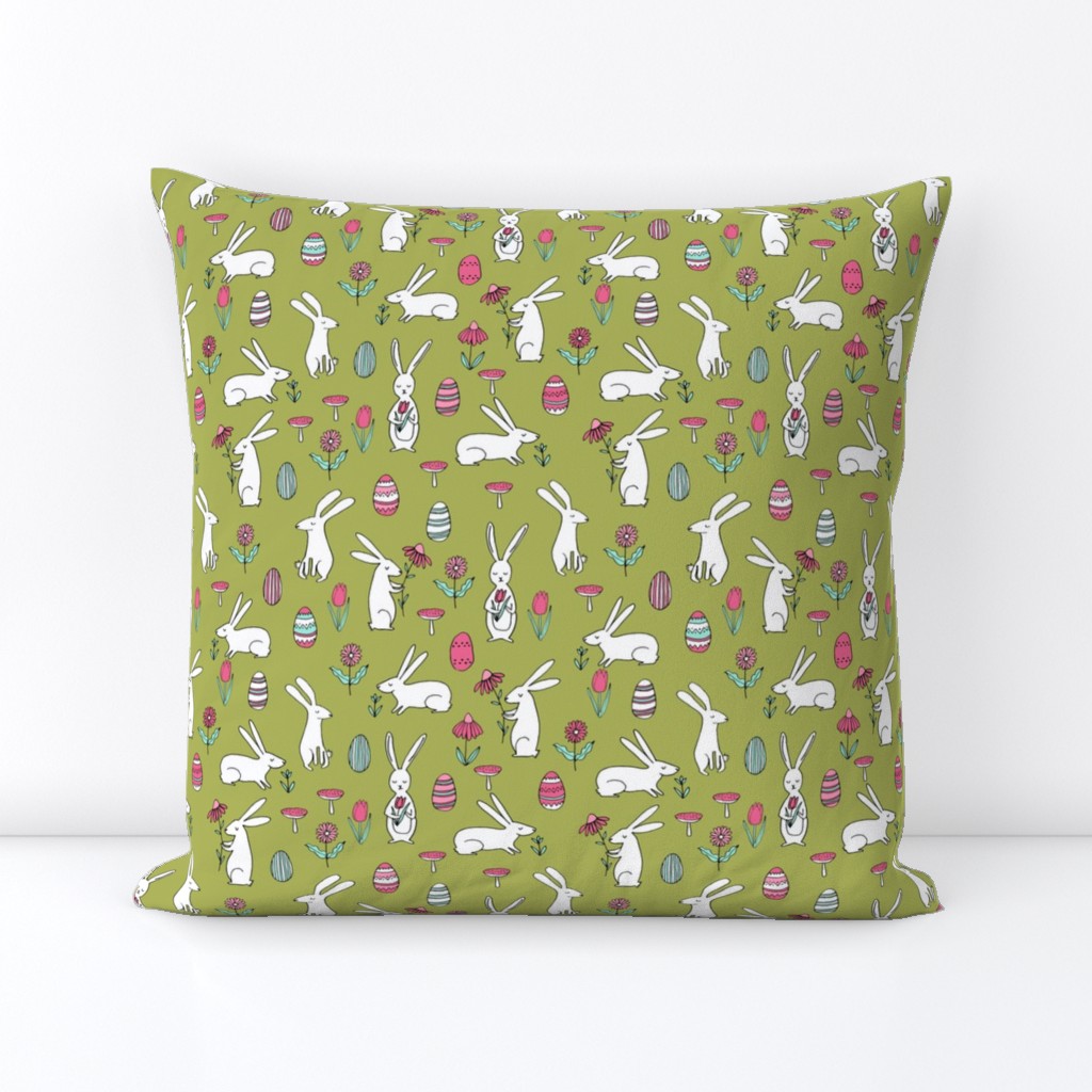 easter bunnies // lime green bunny easter egg spring florals spring