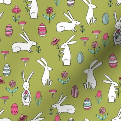 easter bunnies // lime green bunny easter egg spring florals spring