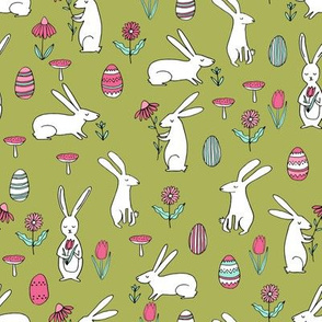 easter bunnies // lime green bunny easter egg spring florals spring