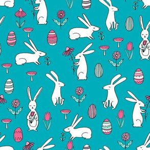 easter bunnies // turquoise bunny easter egg spring florals spring