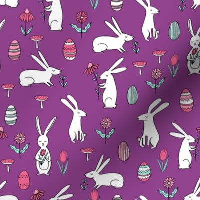 easter bunnies // purple bunny easter egg spring florals spring