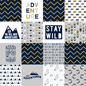 wholecloth adventure - navy and mustard