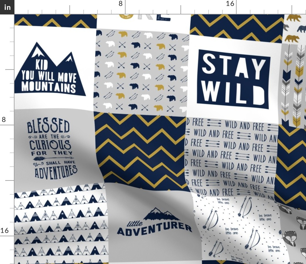 wholecloth adventure - navy and mustard