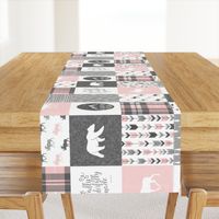 Pink and Grey Fearfully and Wonderfully Made (90) - Patchwork woodland quilt top 