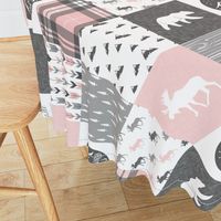 Pink and Grey Fearfully and Wonderfully Made (90) - Patchwork woodland quilt top 