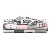 Pink and Grey Fearfully and Wonderfully Made (90) - Patchwork woodland quilt top 