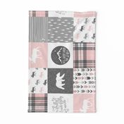 Pink and Grey Fearfully and Wonderfully Made (90) - Patchwork woodland quilt top 