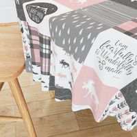 Pink and Grey Fearfully and Wonderfully Made - Patchwork woodland quilt top 