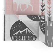 Pink and Grey Fearfully and Wonderfully Made - Patchwork woodland quilt top 