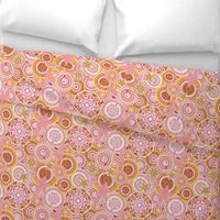 Seventies Bohemian Rock Inspired Geometric Circles and Stars in Pink and Gold