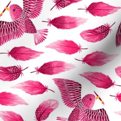 Birds painting their feathers pink (small)