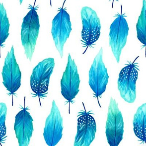 Watercolor feathers blue (small)