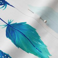Watercolor feathers blue