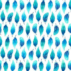 Watercolor feathers blue (mini)