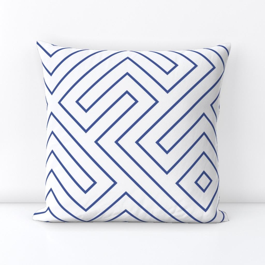 Tribal Maze Cobalt on White