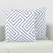 Tribal Maze Cobalt on White