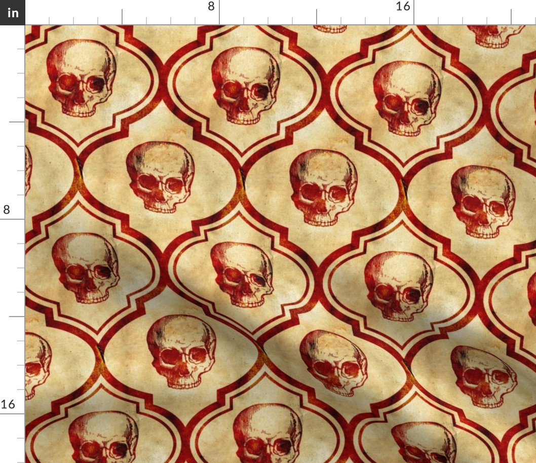 French Skulls - red parchment