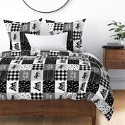 Little Man & You Will Move Mountains Quilt Top - Monochrome (90)