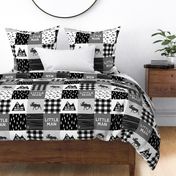 Little Man & You Will Move Mountains Quilt Top - Monochrome 