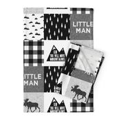 Little Man & You Will Move Mountains Quilt Top - Monochrome 