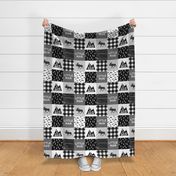 Little Man & You Will Move Mountains Quilt Top - Monochrome 