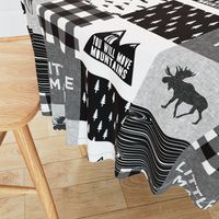 Little Man & You Will Move Mountains Quilt Top - Monochrome 