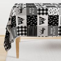 Little Man & You Will Move Mountains Quilt Top - Monochrome 