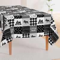 Little Man & You Will Move Mountains Quilt Top - Monochrome 