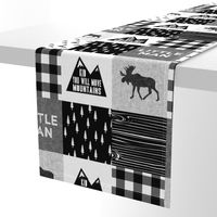 Little Man & You Will Move Mountains Quilt Top - Monochrome 