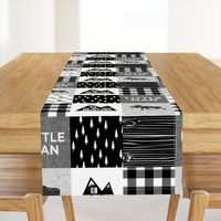 Little Man & You Will Move Mountains Quilt Top - Monochrome 