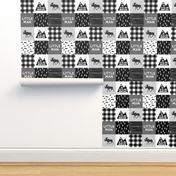 Little Man & You Will Move Mountains Quilt Top - Monochrome 