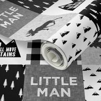 Little Man & You Will Move Mountains Quilt Top - Monochrome 