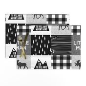 Little Man & You Will Move Mountains Quilt Top - Monochrome 