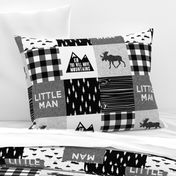 Little Man & You Will Move Mountains Quilt Top - Monochrome 