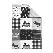 Little Man & You Will Move Mountains Quilt Top - Monochrome 