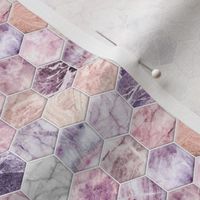 Small Rose Quartz and Amethyst Stone and Marble Hexagon Tiles