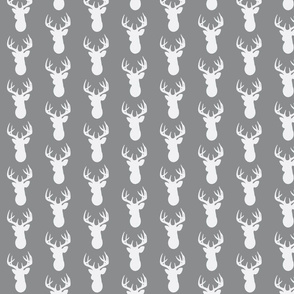 Deer Silhouette White on Gray 