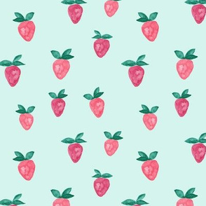 watercolor strawberries || blue bold